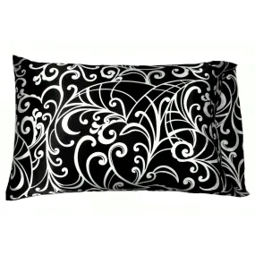 Black with White Swirls Accent Pillow. Washable, Hypo Allergenic