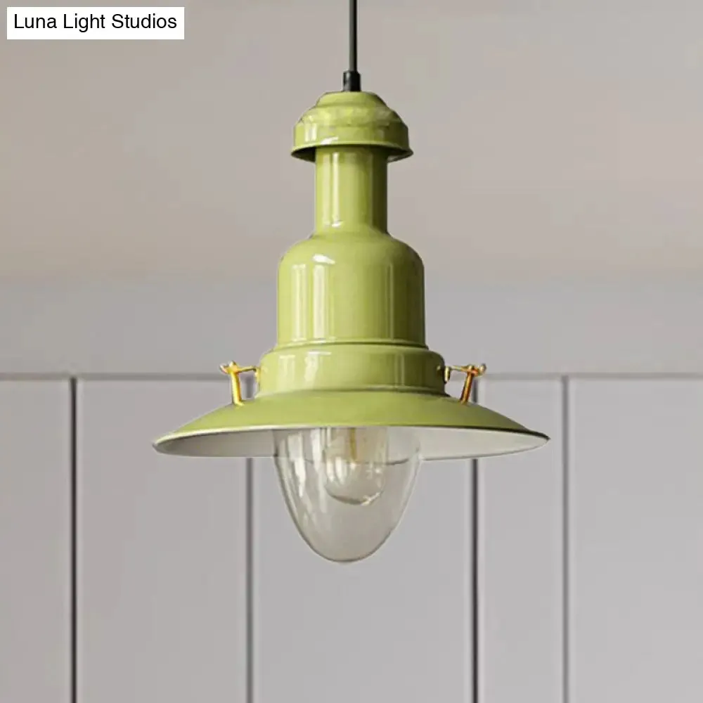 Blue and Yellow Metallic Pendant Ceiling Light for an Industrial and Stylish Living Room