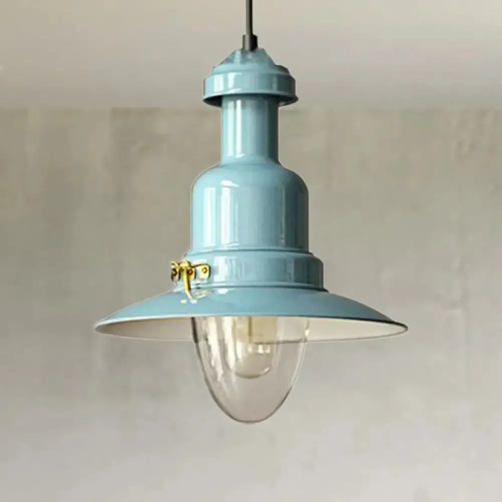 Blue and Yellow Metallic Pendant Ceiling Light for an Industrial and Stylish Living Room