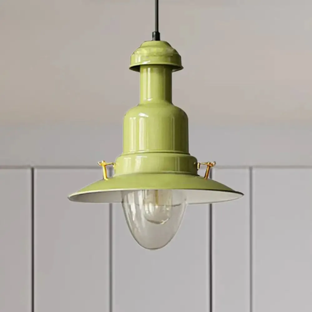 Blue and Yellow Metallic Pendant Ceiling Light for an Industrial and Stylish Living Room