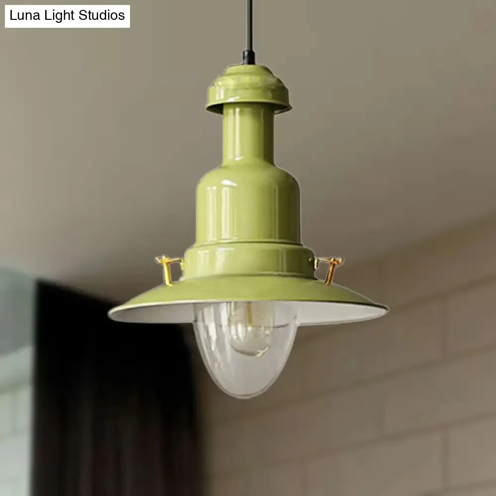 Blue and Yellow Metallic Pendant Ceiling Light for an Industrial and Stylish Living Room