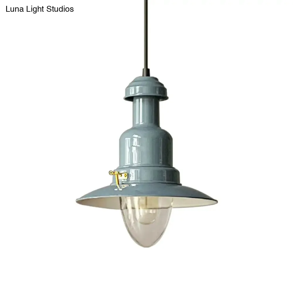 Blue and Yellow Metallic Pendant Ceiling Light for an Industrial and Stylish Living Room