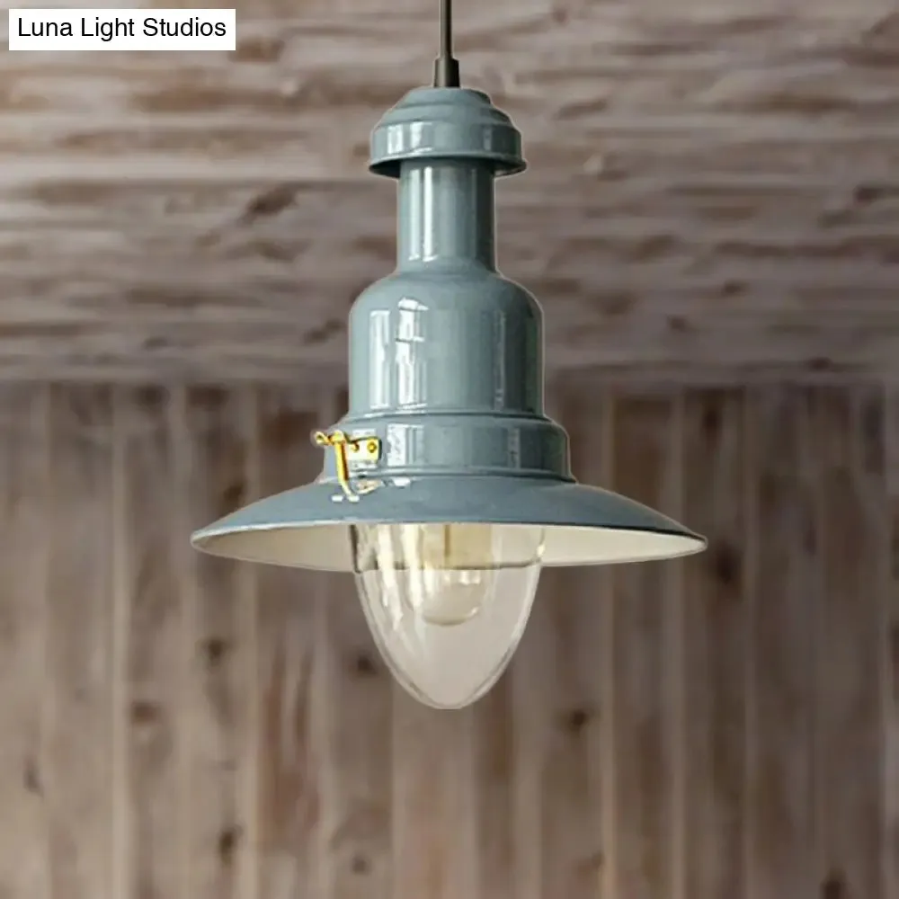 Blue and Yellow Metallic Pendant Ceiling Light for an Industrial and Stylish Living Room