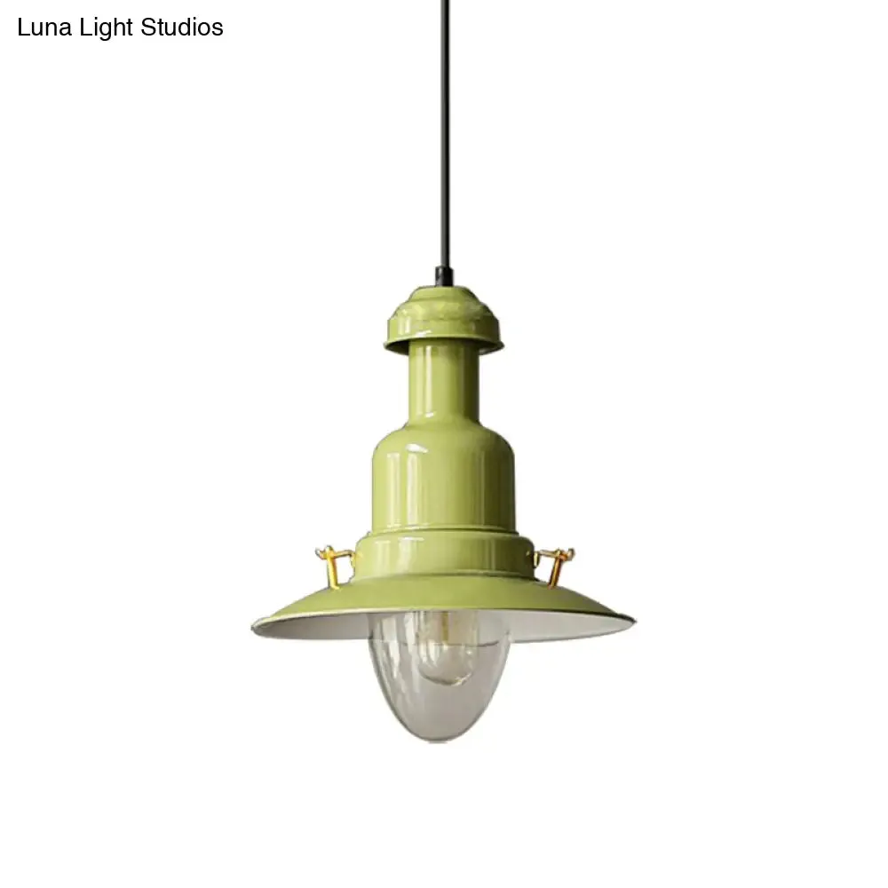 Blue and Yellow Metallic Pendant Ceiling Light for an Industrial and Stylish Living Room