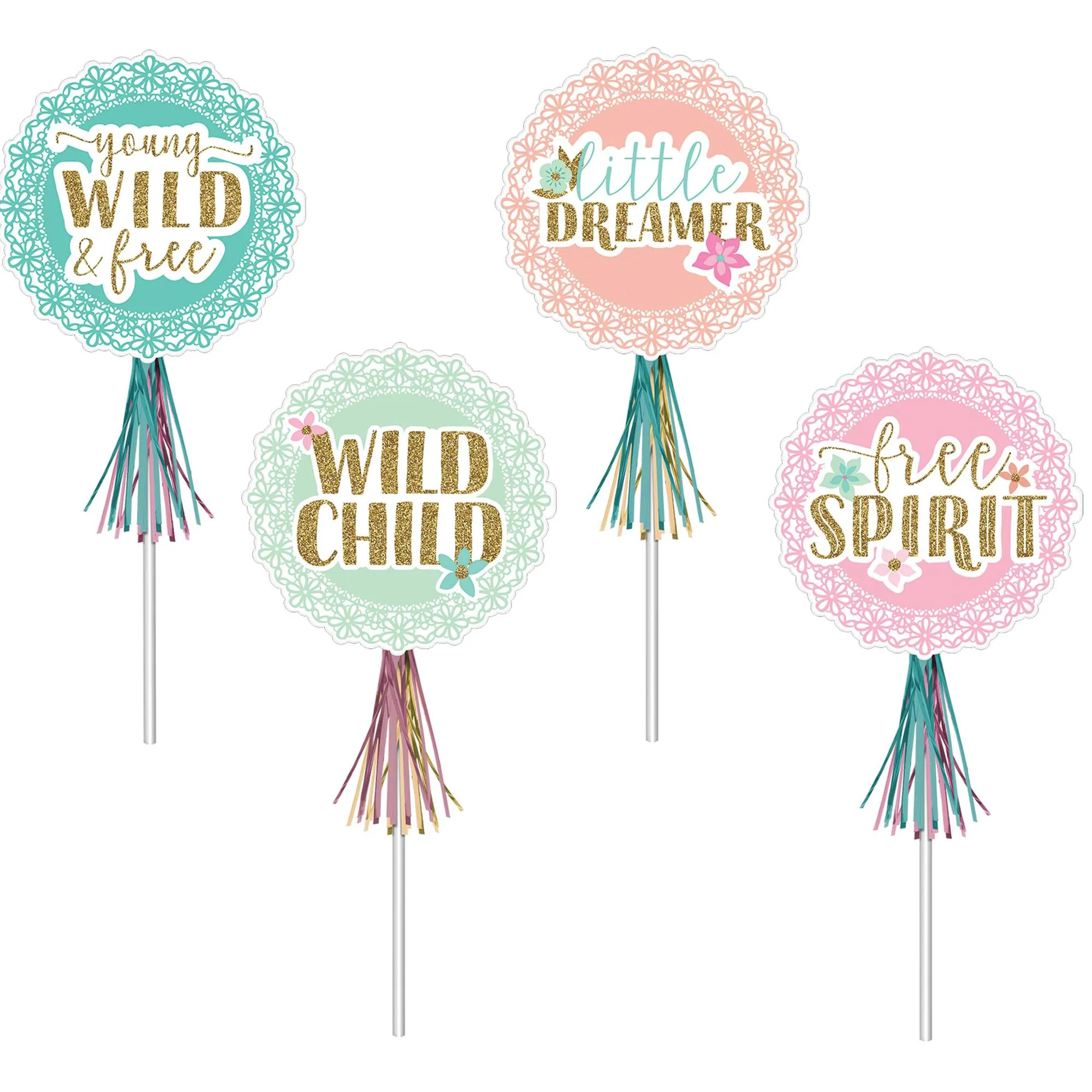 Boho Birthday Girl Wands 8pcs