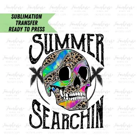 Bright Summer Searchin Skull Ready to Press Sublimation Transfer