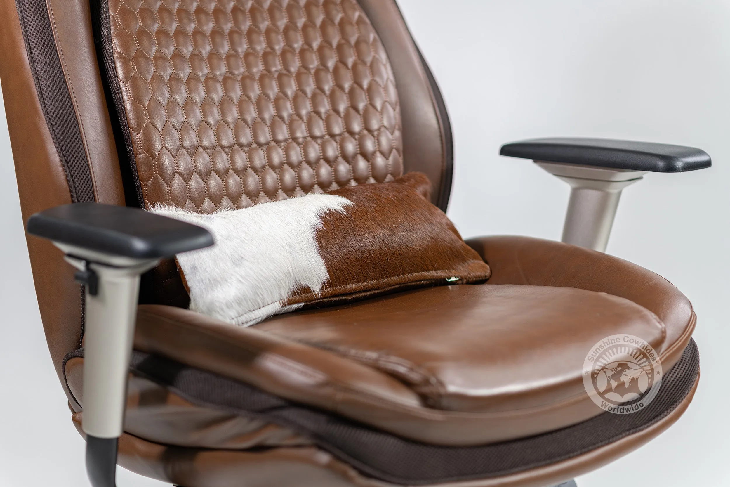 Brown & White Cowhide Pillow Cover, 7" x 15"