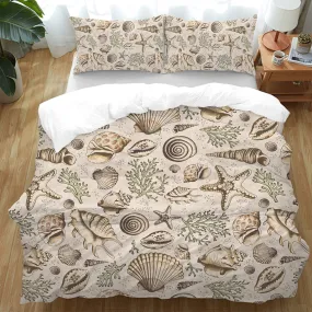 Brown Seashells Bedding Set