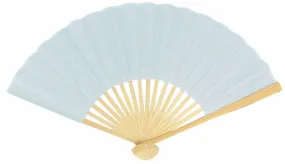 BULK PACK (50) 9" Arctic Spa Blue Silk Hand Fans for Weddings