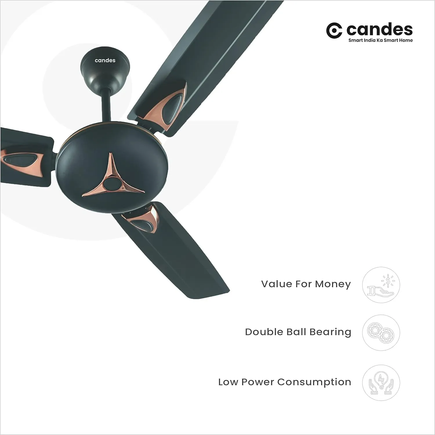 Candes Star Ceiling Fans for Home 1200mm / 48 inch | BEE 3 Star Rated, High Air Delivery, Noiseless & Energy Efficient | 1 1 Years Warranty | Coffee Brown, Pack of 2