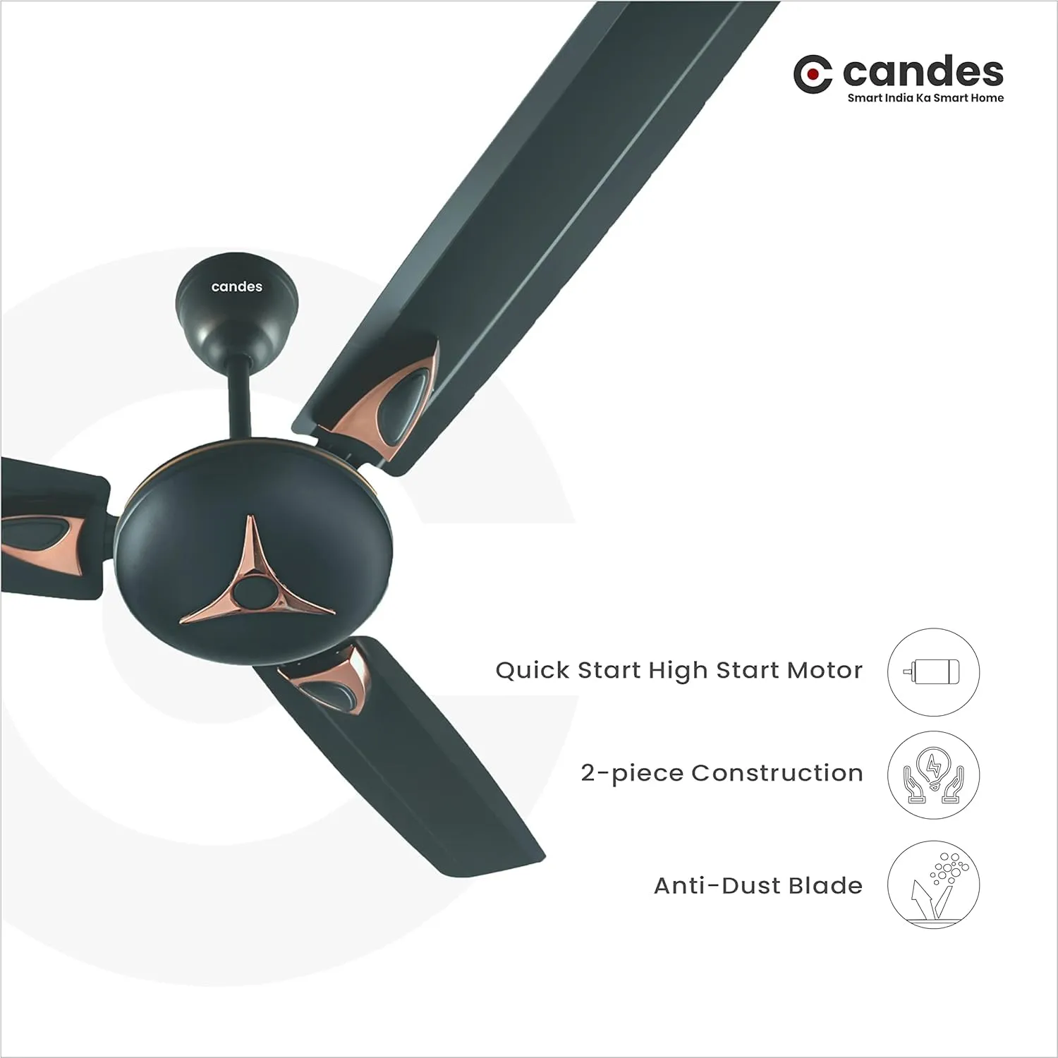 Candes Star Ceiling Fans for Home 1200mm / 48 inch | BEE 3 Star Rated, High Air Delivery, Noiseless & Energy Efficient | 1 1 Years Warranty | Coffee Brown, Pack of 2