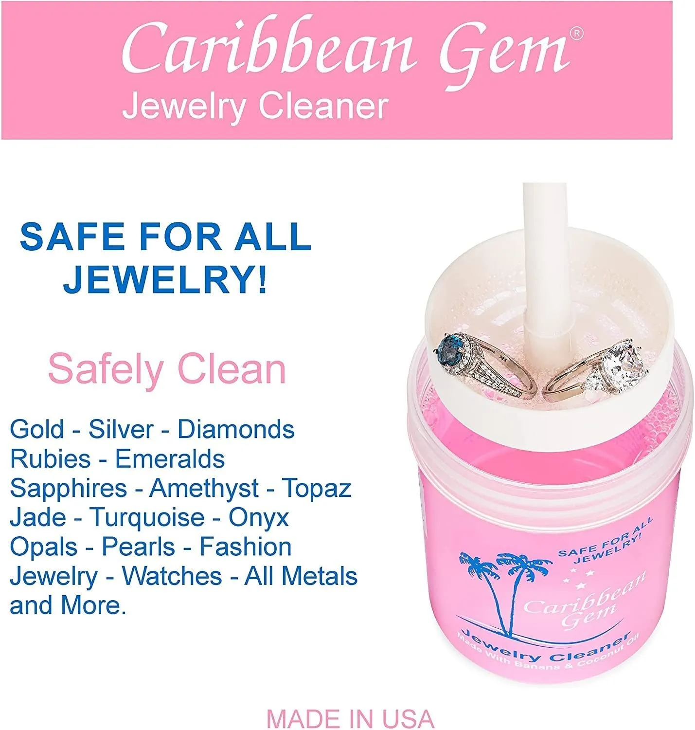 Caribbean Gem Ultra Jewelry Cleaner Kit with Cloths - Now with (Free USA Shipping)