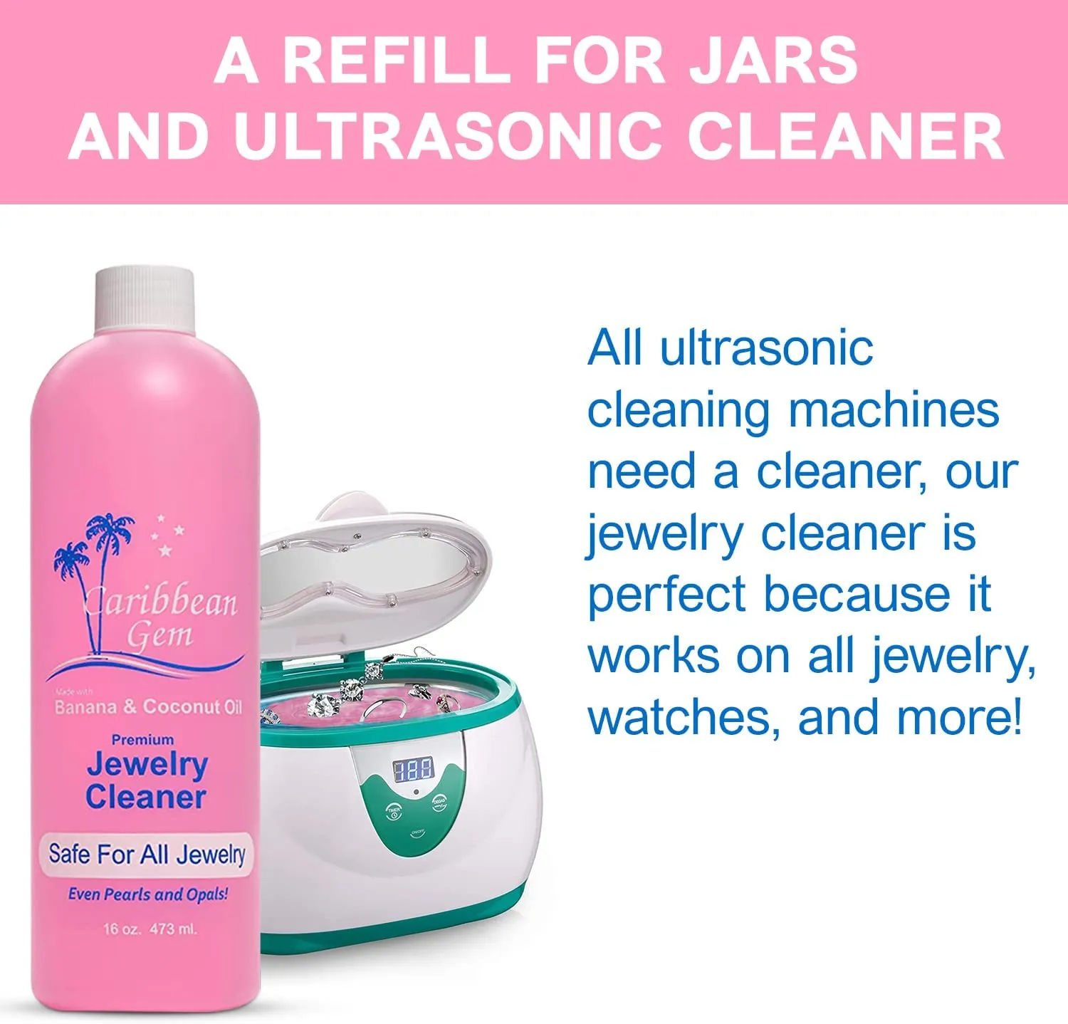 Caribbean Gem Ultra Jewelry Cleaner Kit with Cloths - Now with (Free USA Shipping)