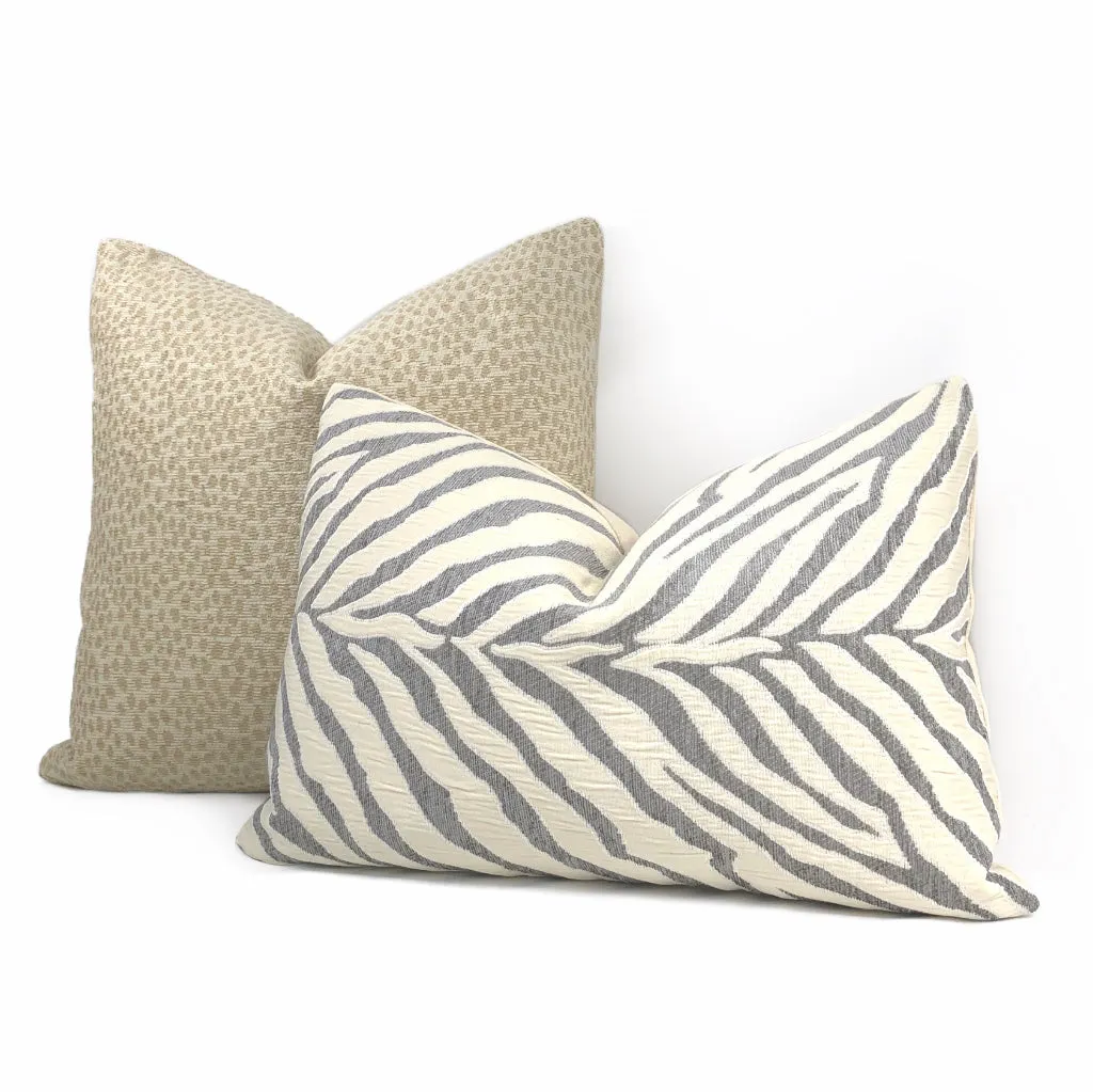 (CLEARANCE) Gray Cream Tiger Zebra Stripes Upholstery Chenille Pillow Cover