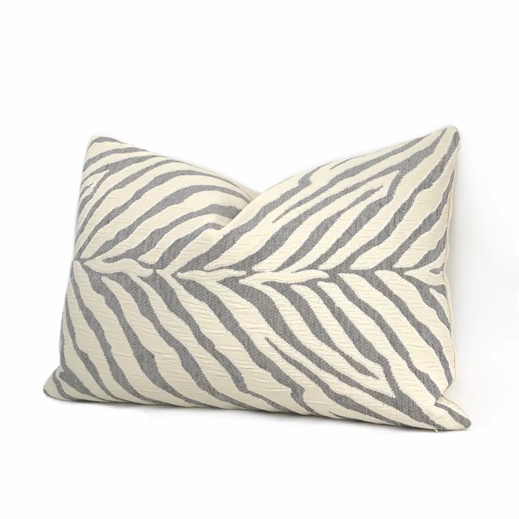 (CLEARANCE) Gray Cream Tiger Zebra Stripes Upholstery Chenille Pillow Cover