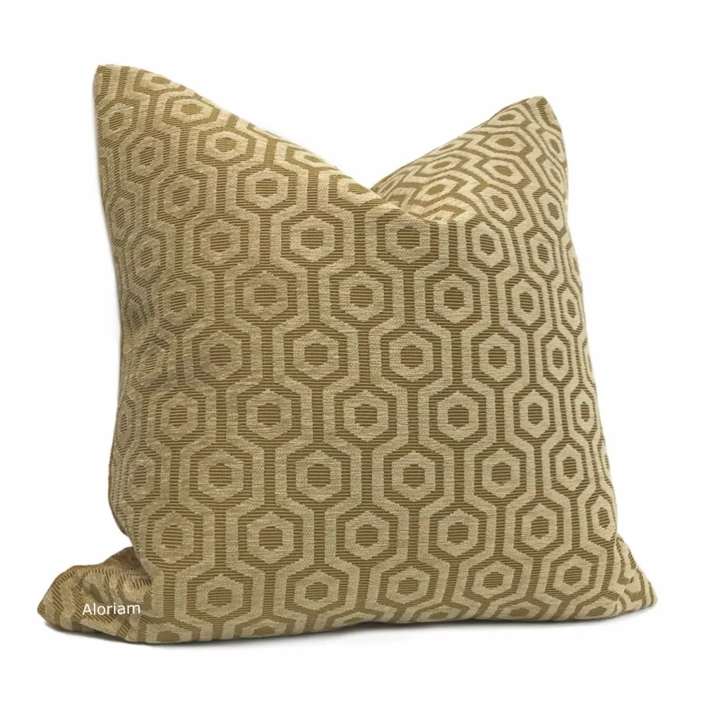 (CLEARANCE) Pascal Honey Brown Hexagon Lattice Chenille Pillow Cover