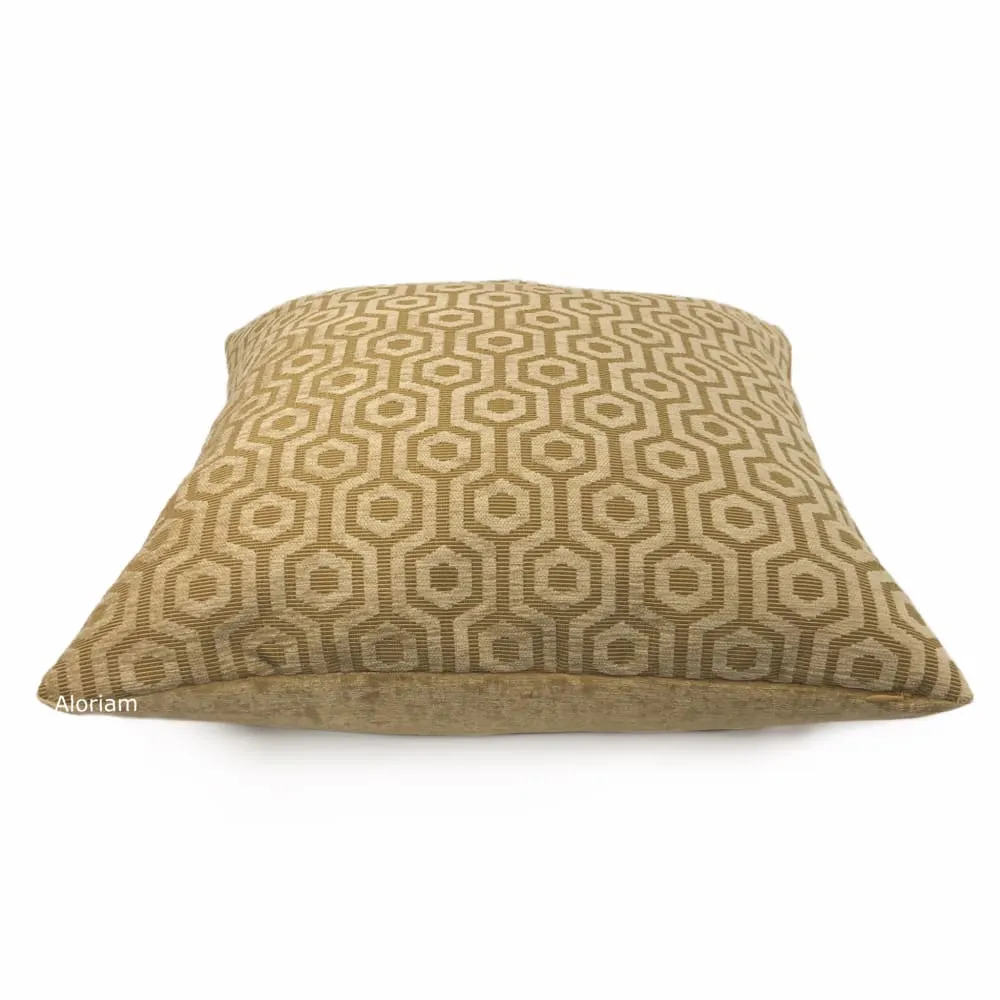 (CLEARANCE) Pascal Honey Brown Hexagon Lattice Chenille Pillow Cover