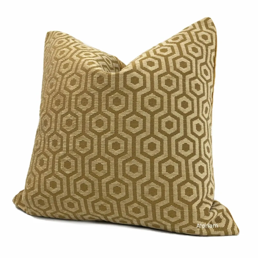 (CLEARANCE) Pascal Honey Brown Hexagon Lattice Chenille Pillow Cover