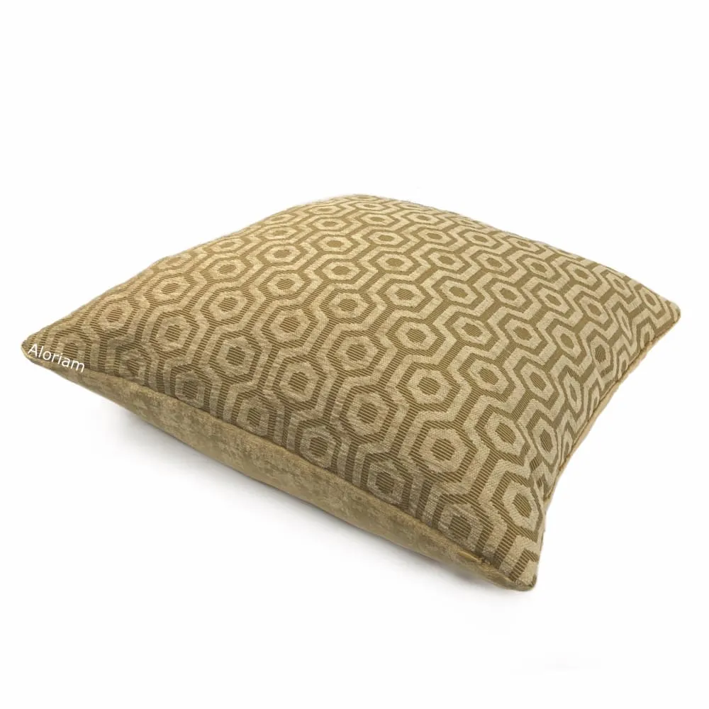 (CLEARANCE) Pascal Honey Brown Hexagon Lattice Chenille Pillow Cover