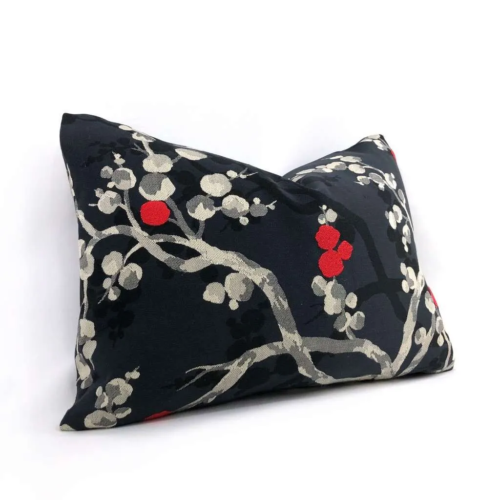 (CLEARANCE) Robert Allen Masami Onyx Cherry Blossom Floral Designer Pillow Cover