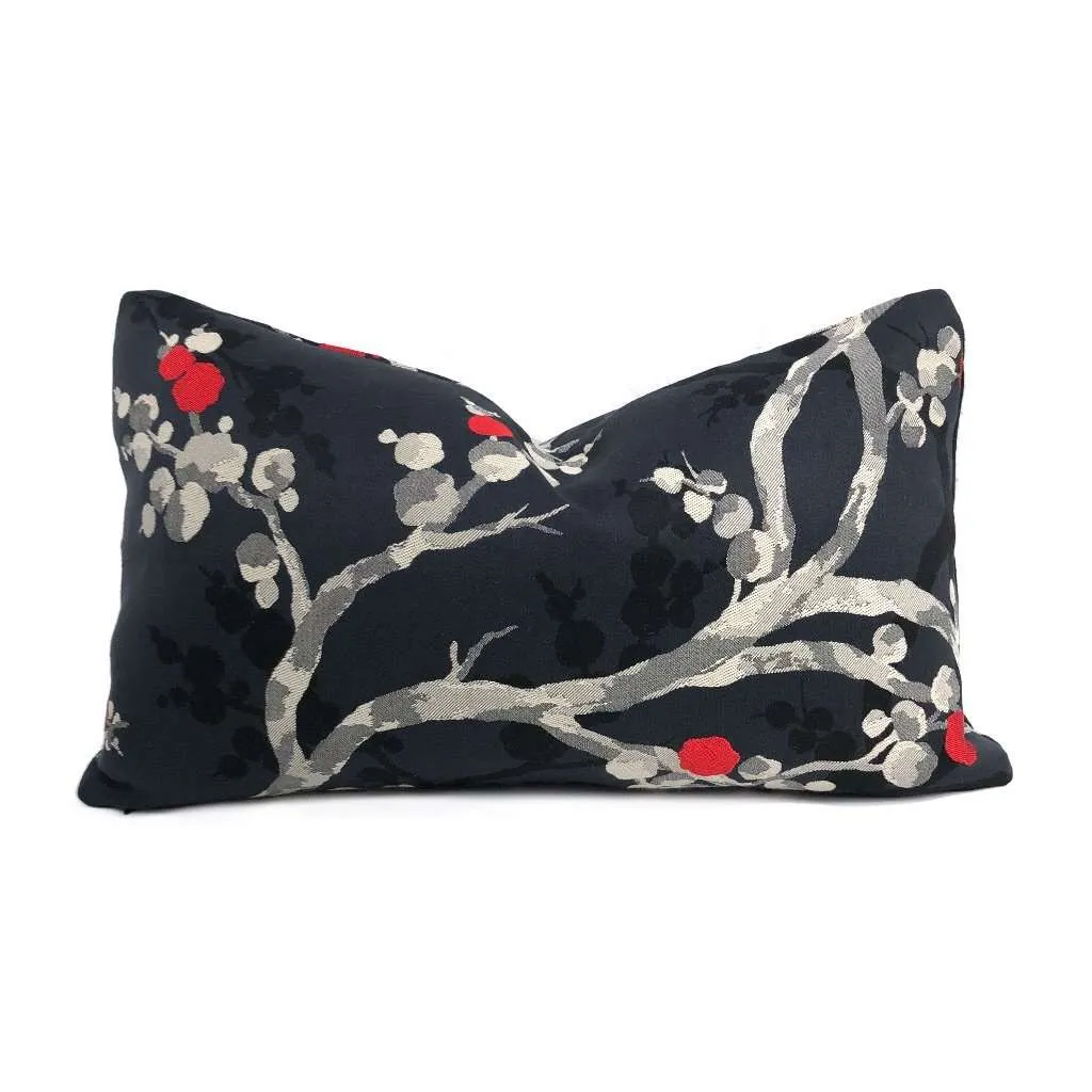 (CLEARANCE) Robert Allen Masami Onyx Cherry Blossom Floral Designer Pillow Cover