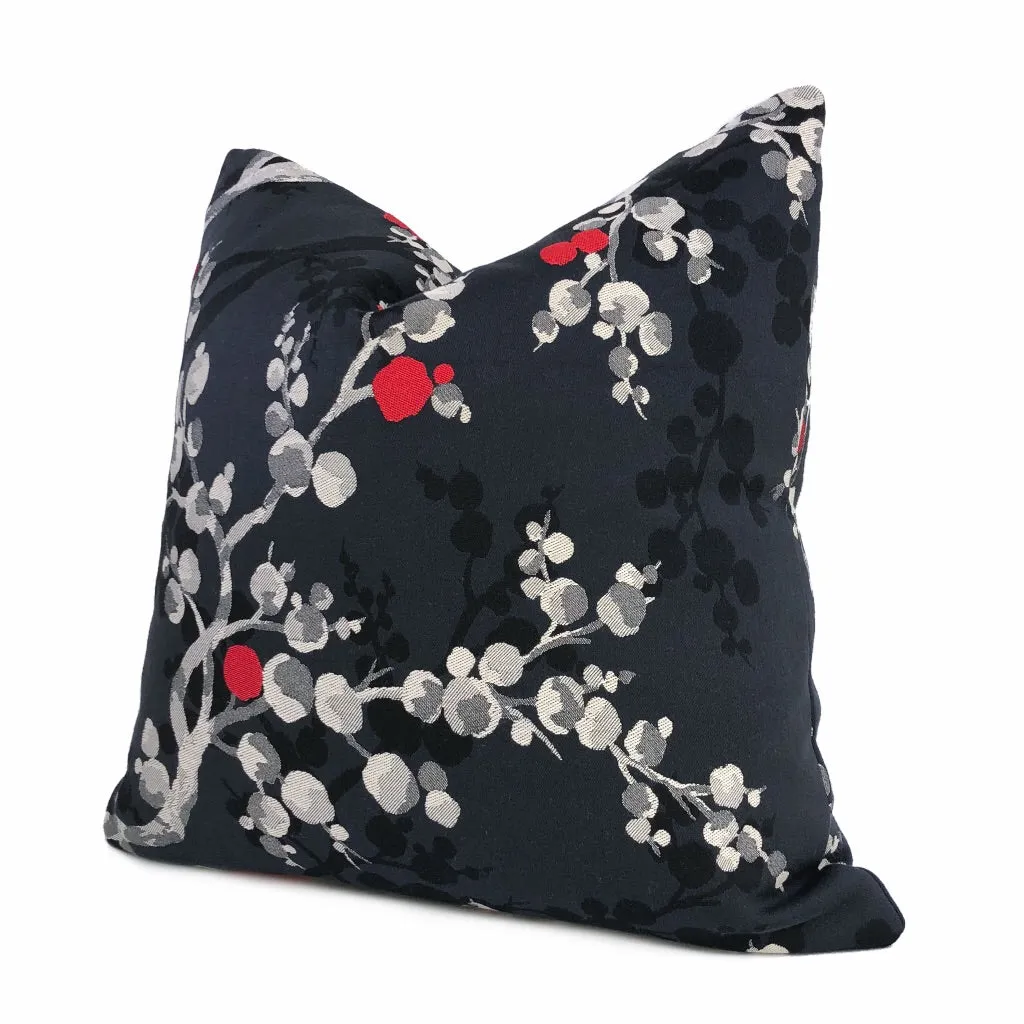 (CLEARANCE) Robert Allen Masami Onyx Cherry Blossom Floral Designer Pillow Cover