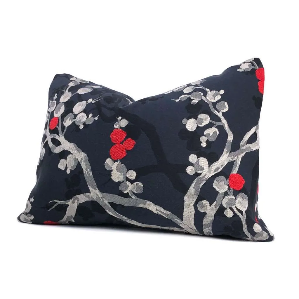 (CLEARANCE) Robert Allen Masami Onyx Cherry Blossom Floral Designer Pillow Cover