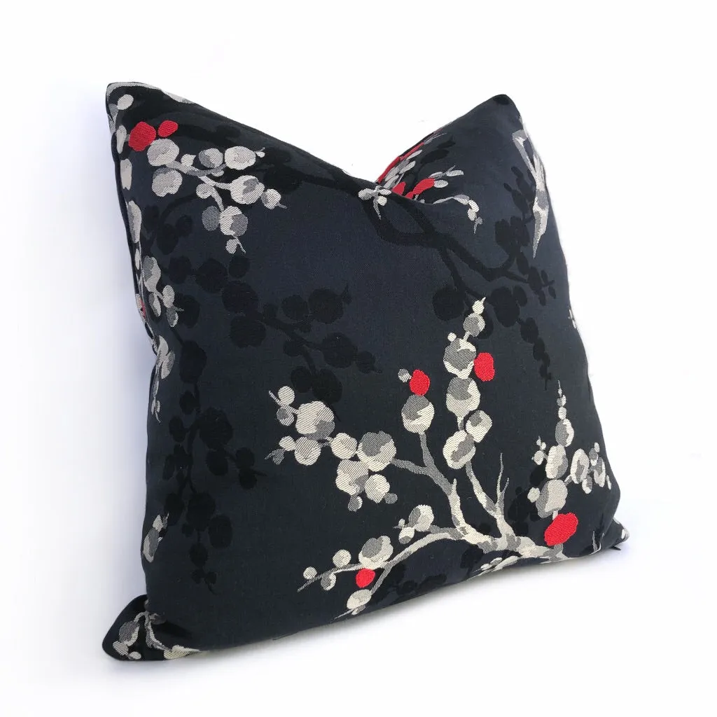 (CLEARANCE) Robert Allen Masami Onyx Cherry Blossom Floral Designer Pillow Cover