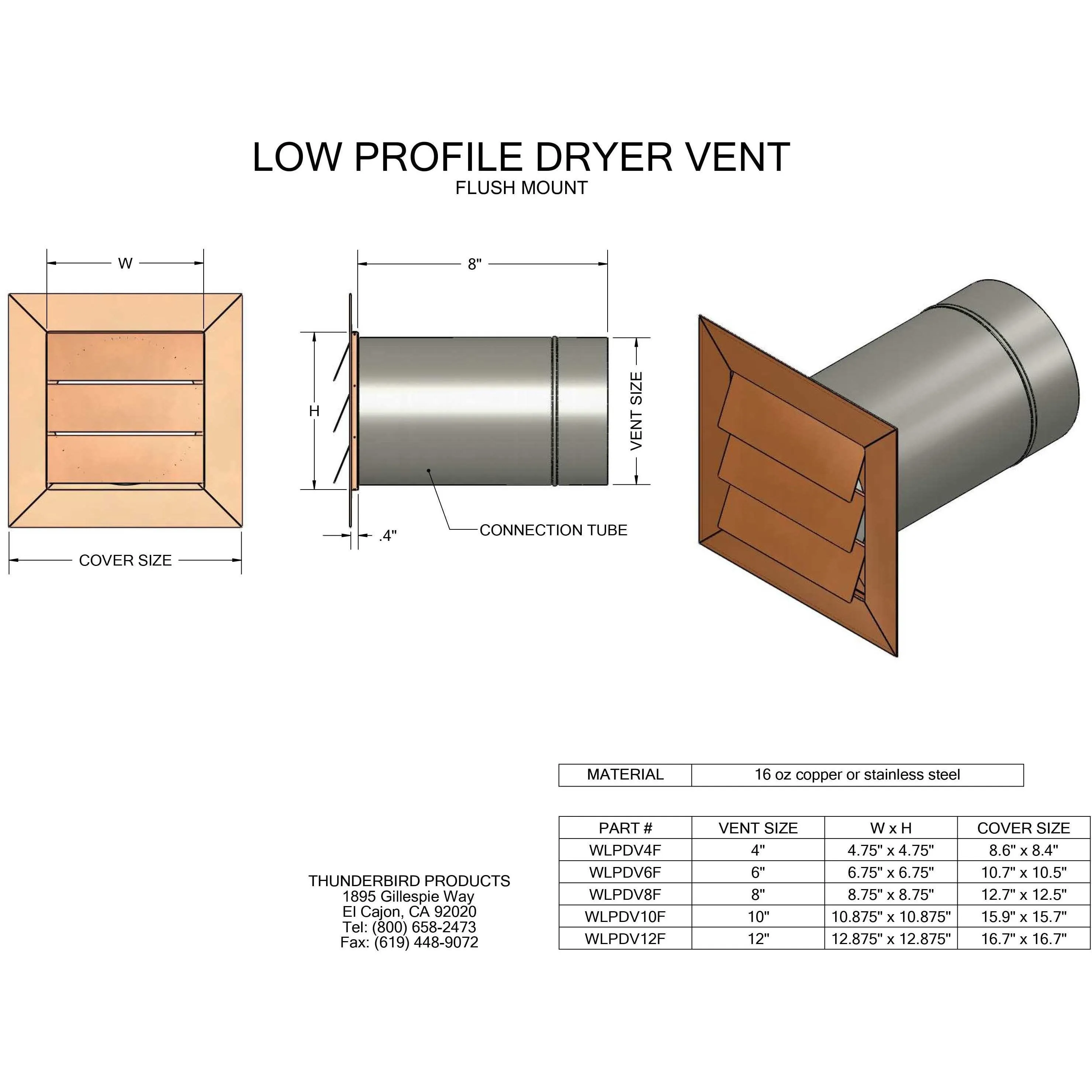 Copper Louvered Dryer Vent (4"-12")