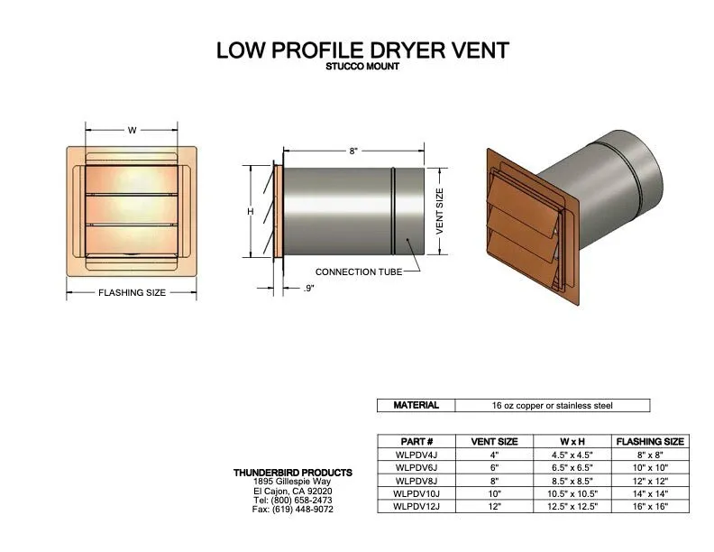 Copper Louvered Dryer Vent (4"-12")