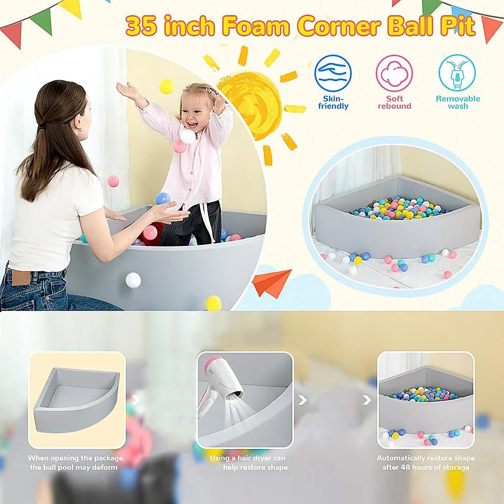 Corner Ball Pit Playpen Enclosure Grey