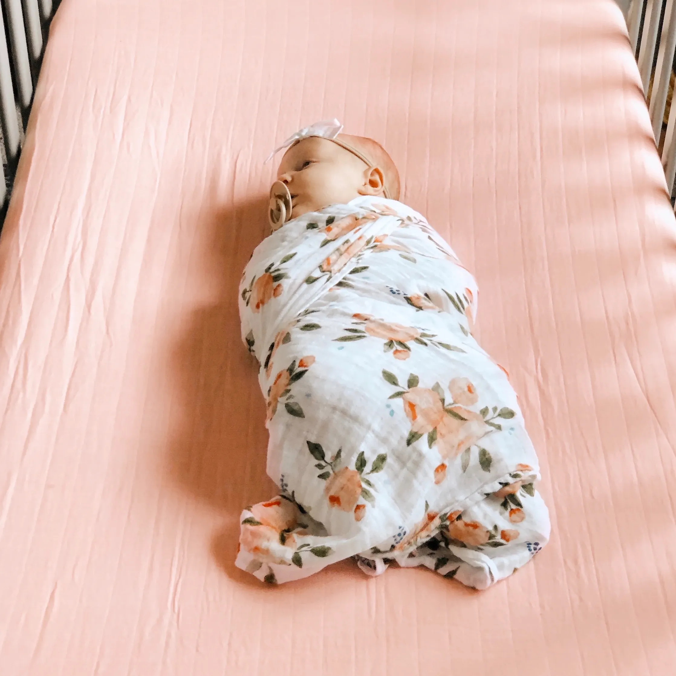 Cotton Muslin Crib Sheet - Rose Petal