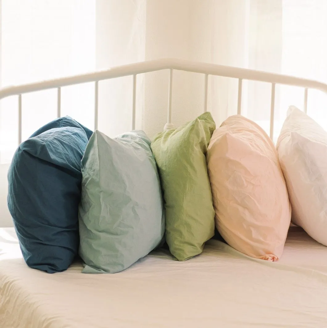 Crinkle Percale Organic Cotton Duvet Cover Set   Shams