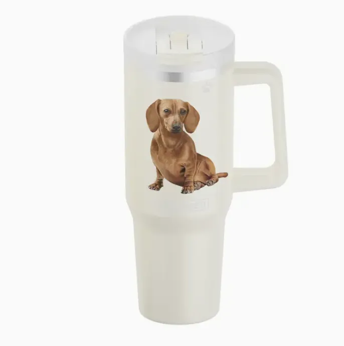 Dachshund, red 40 oz Tumbler with Handle and Straw Lid