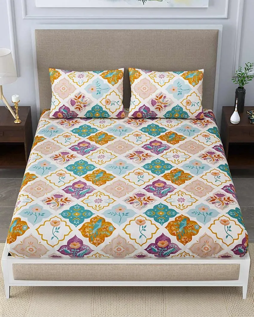 Dandelion Floral Polycotton Flat Bedding Set | Double Size | 90 x 108 inches