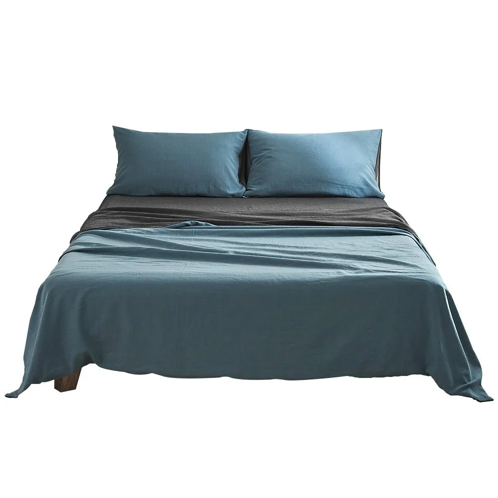 Deluxe Sheet Set Cotton Sheets Single Blue Dark Blue