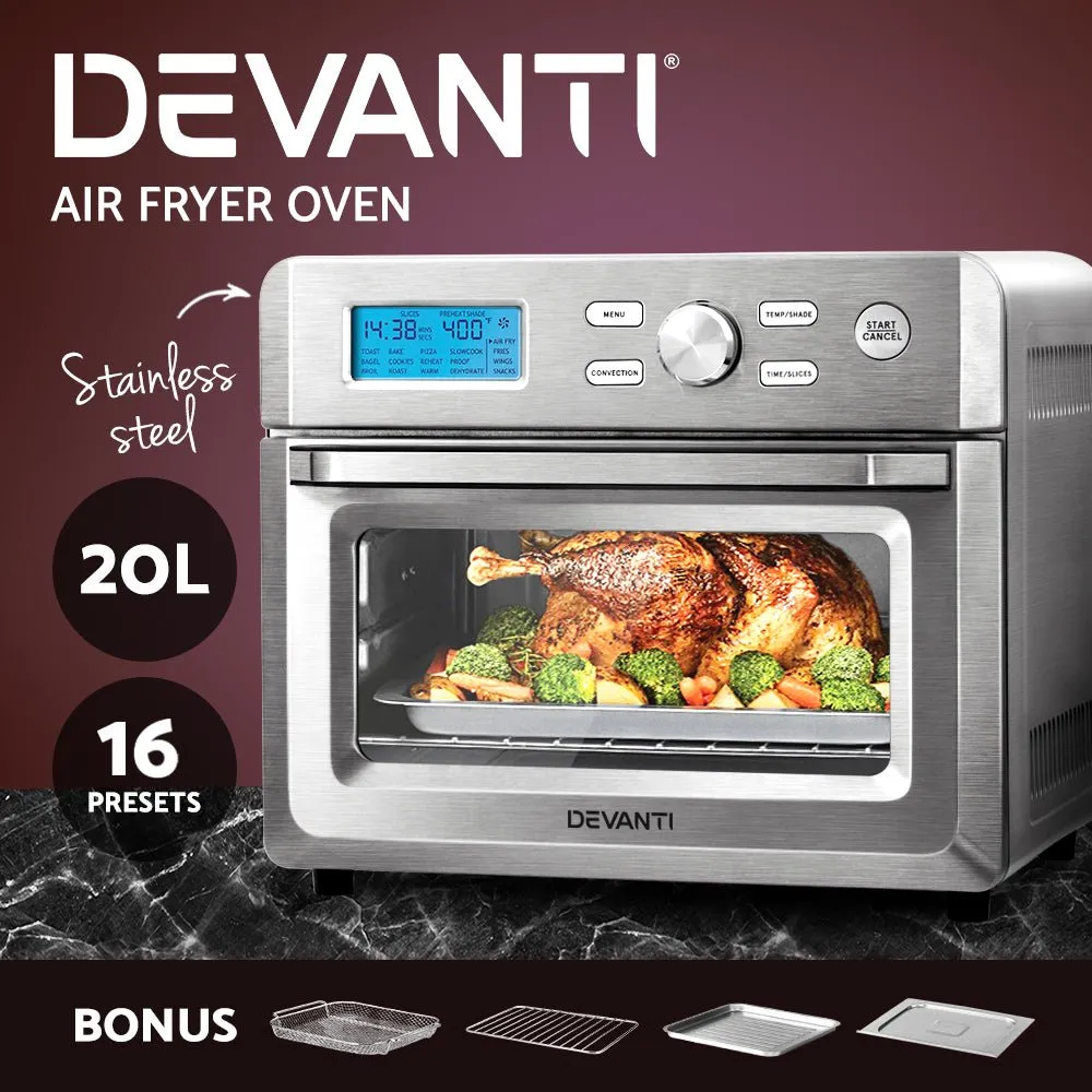 Devanti 20L Air Fryer Convection Oven LCD Fryers Kitchen Cooker Accessories