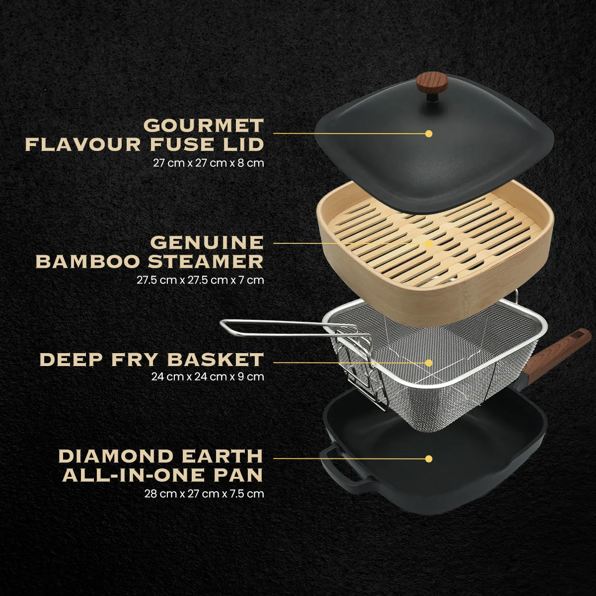 Diamond Earth® Fusion XL All-in-one Pan & Pot 4pc Set Buy 1 Get 1 FREE