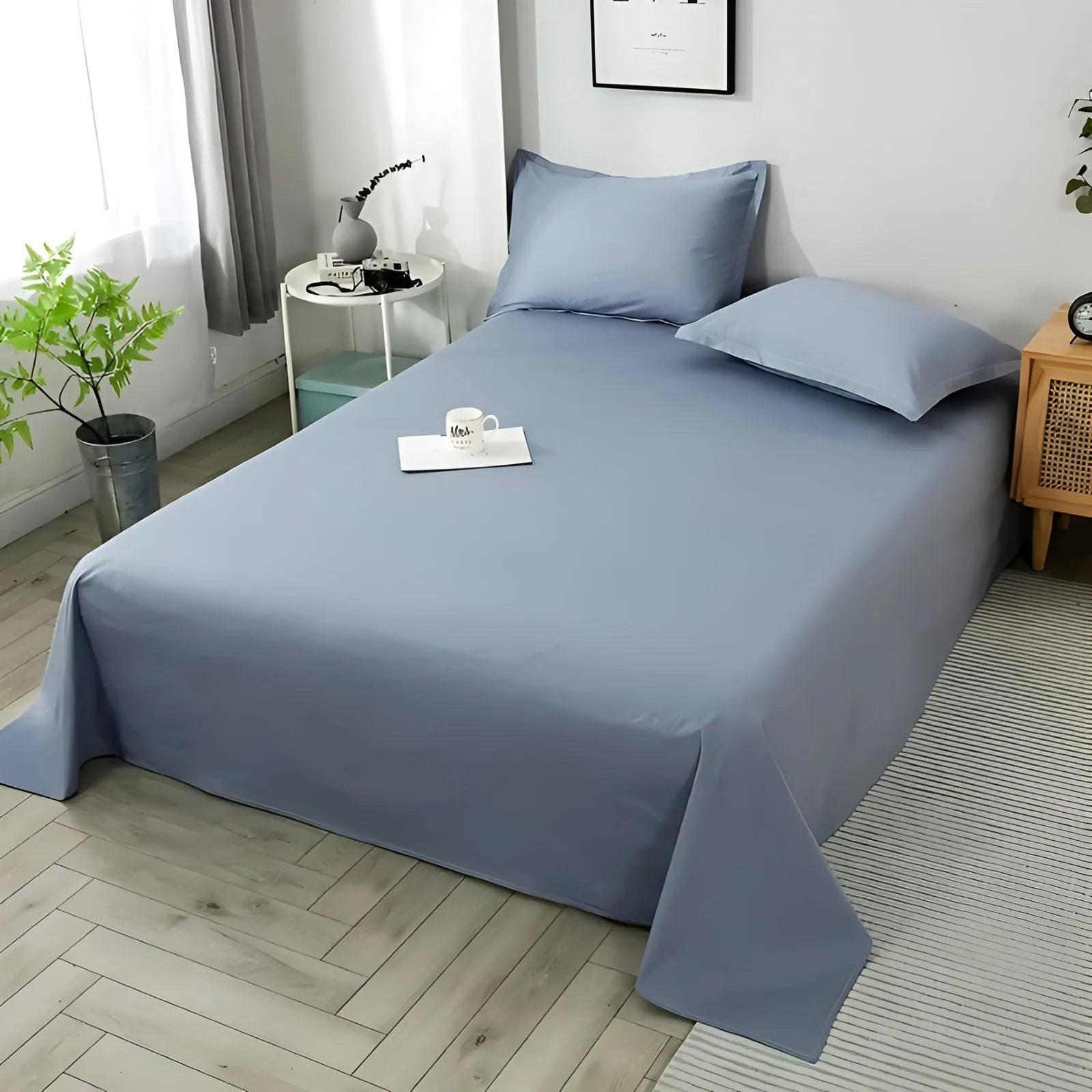 DoubleDream Bedding - Modernes Baumwoll-Flachbettlaken