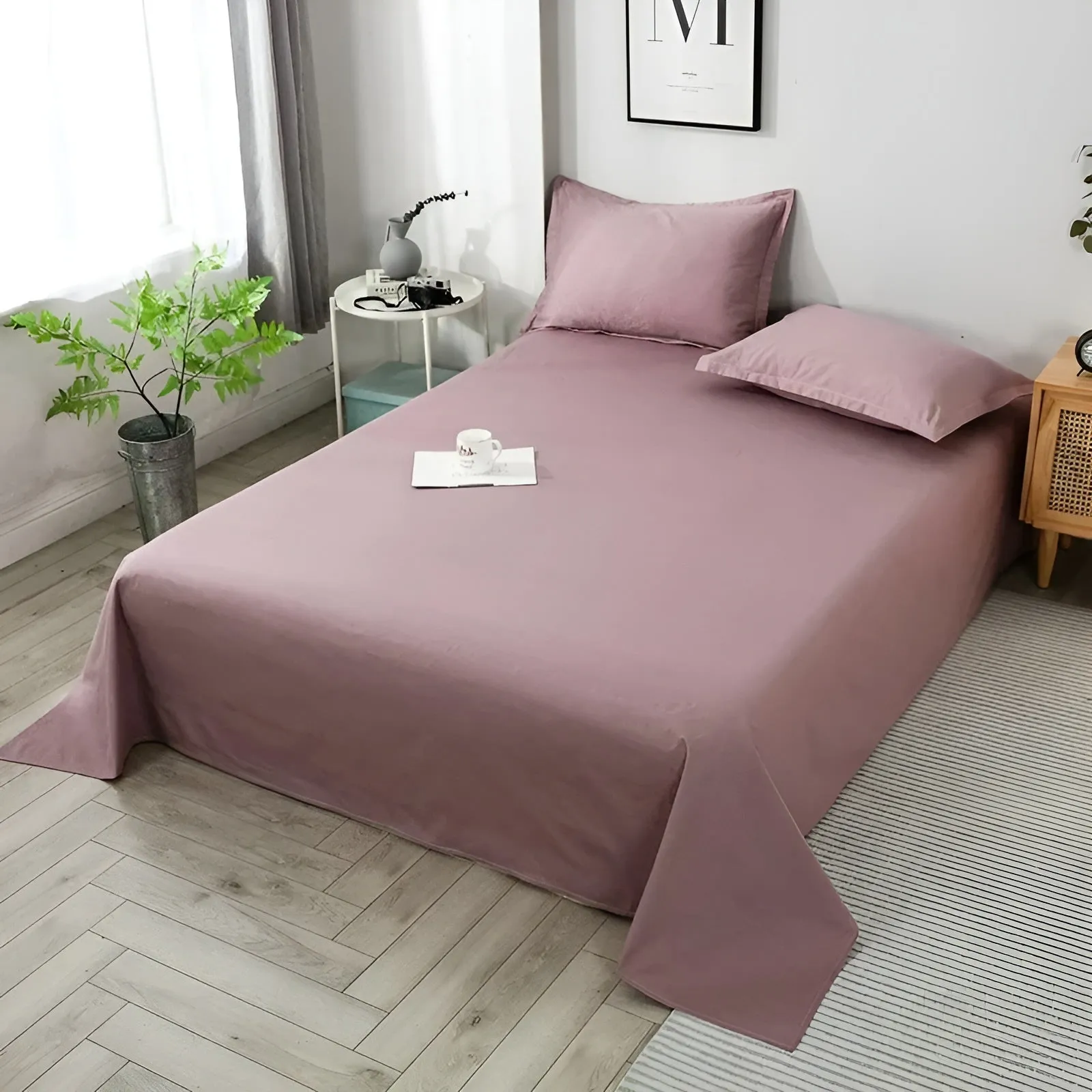 DoubleDream Bedding - Modernes Baumwoll-Flachbettlaken