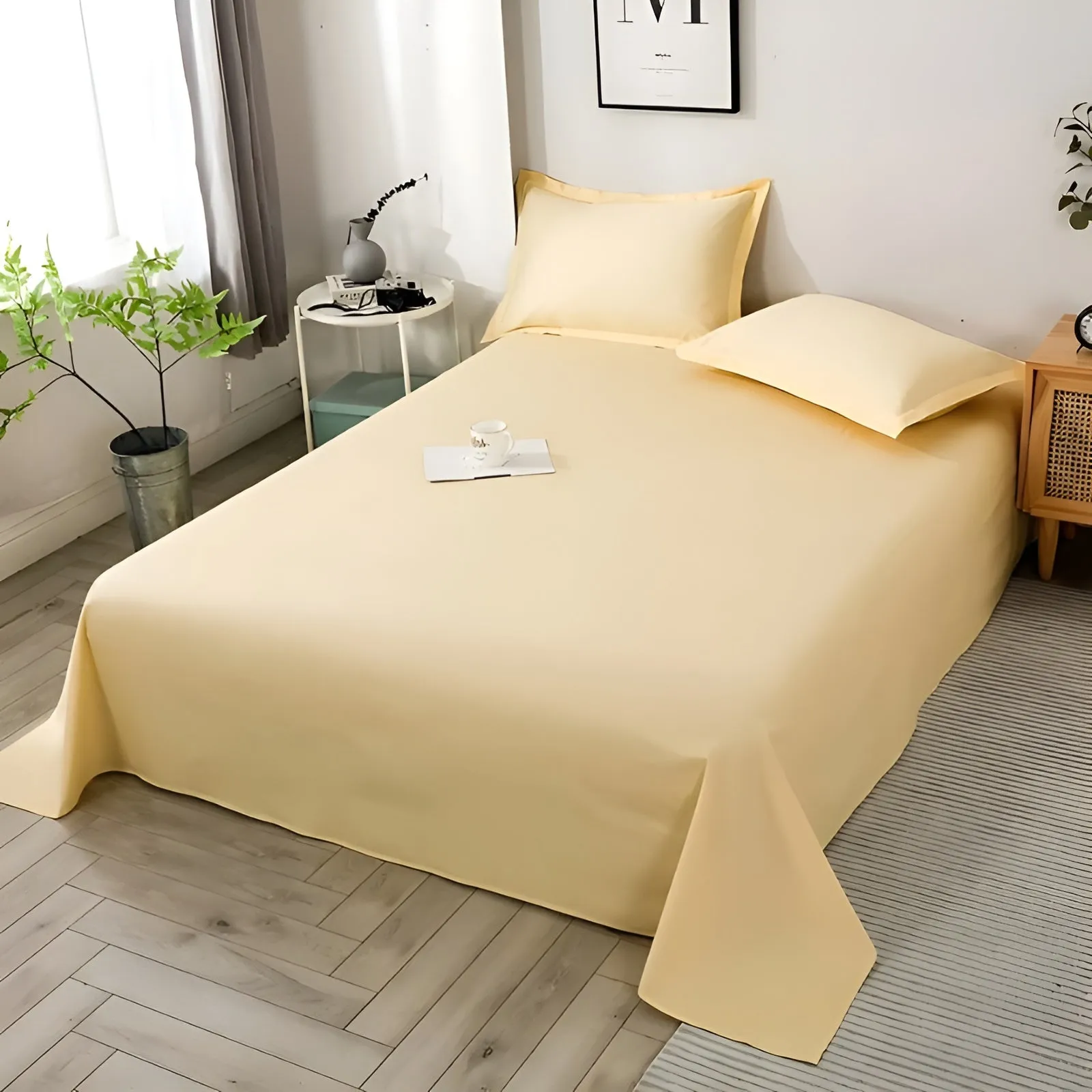 DoubleDream Bedding - Modernes Baumwoll-Flachbettlaken