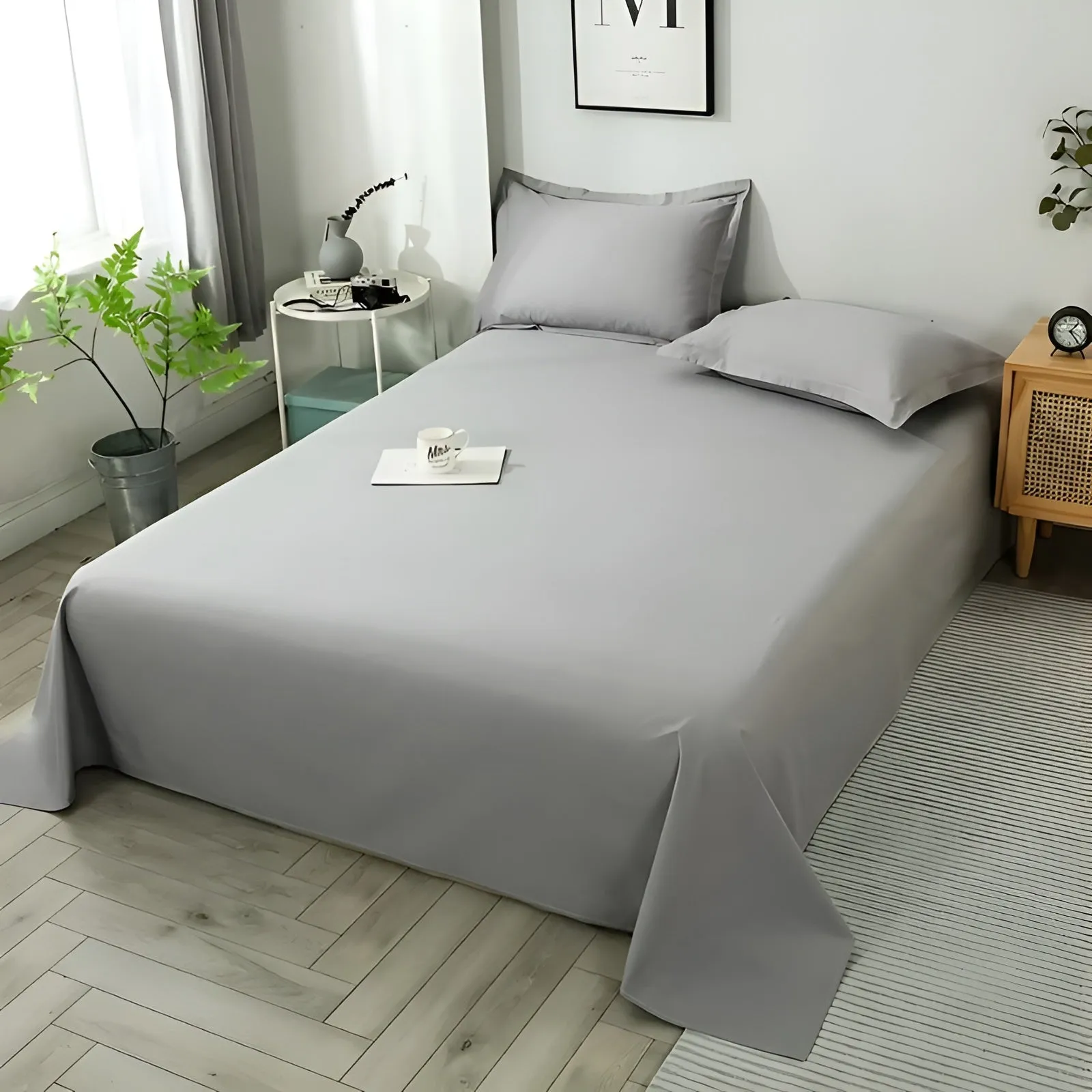 DoubleDream Bedding - Modernes Baumwoll-Flachbettlaken