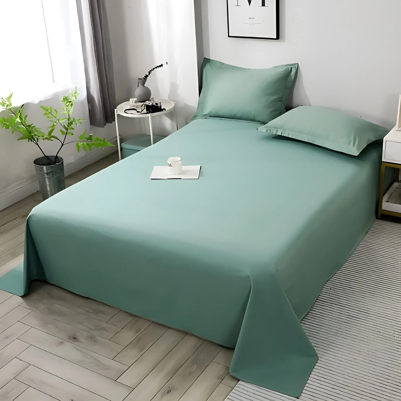 DoubleDream Bedding - Modernes Baumwoll-Flachbettlaken