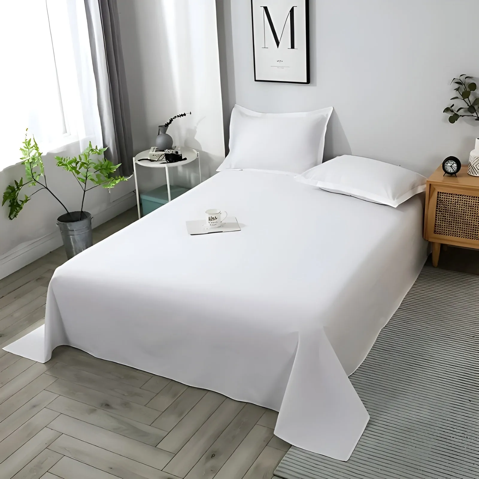 DoubleDream Bedding - Modernes Baumwoll-Flachbettlaken