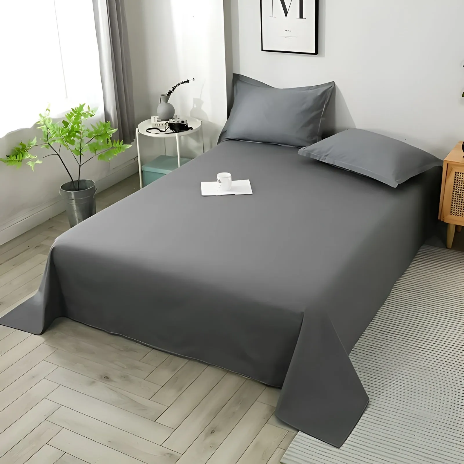 DoubleDream Bedding - Modernes Baumwoll-Flachbettlaken