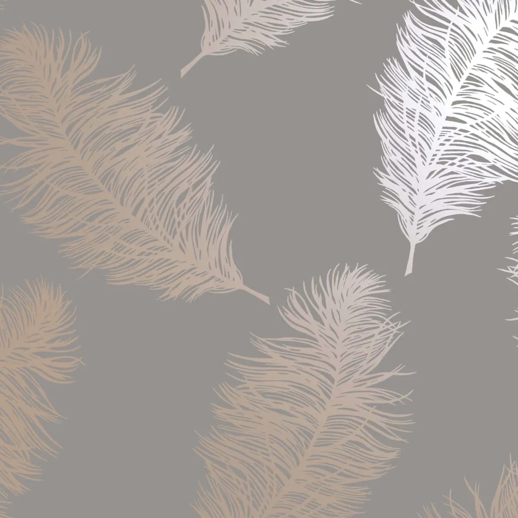 DUTCH WALLCOVERINGS Wallpaper Fawning Feather Grey and Rose Gold