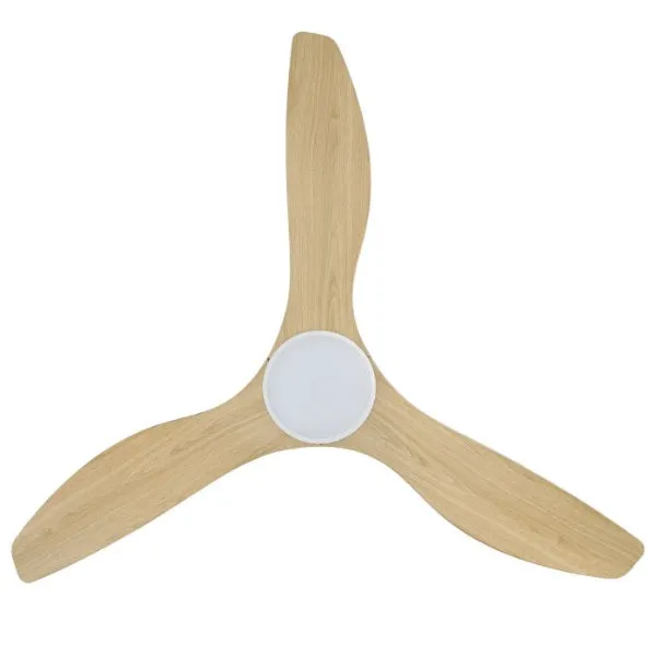 Eglo Surf 52in 132cm Ceiling Fan with 20W LED CCT Light - White with Oak Finish