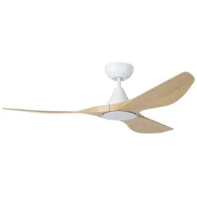 Eglo Surf 52in 132cm Ceiling Fan with 20W LED CCT Light - White with Oak Finish