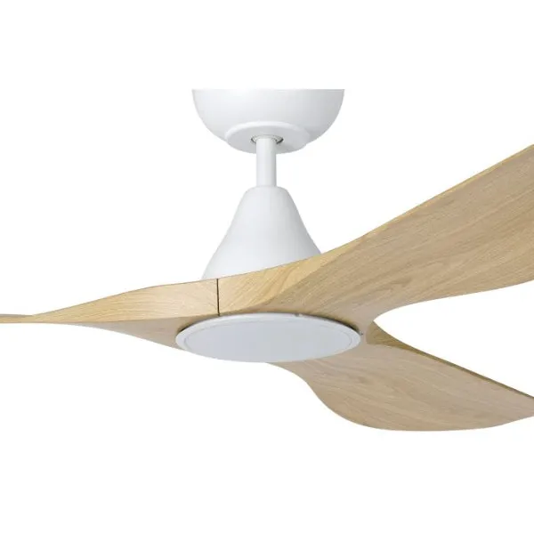 Eglo Surf 52in 132cm Ceiling Fan with 20W LED CCT Light - White with Oak Finish