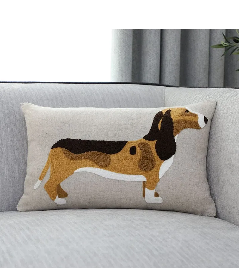 Embroidered Dachshund Pillow